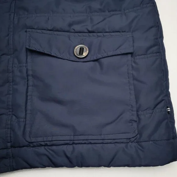 Nautica Men's Size Large Navy w/ Black Faux Fur Lined Zipper/Button Closure Vest - Picture 8 of 9